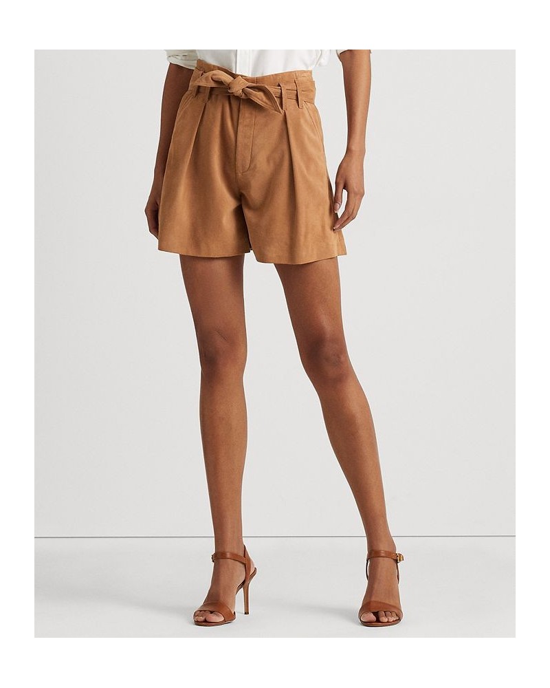 Women's Belted Suede Shorts Light Camel $60.36 Shorts