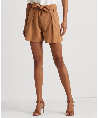 Women's Belted Suede Shorts Light Camel $60.36 Shorts