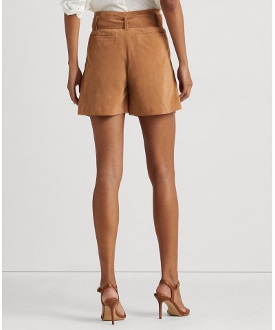 Women's Belted Suede Shorts Light Camel $60.36 Shorts