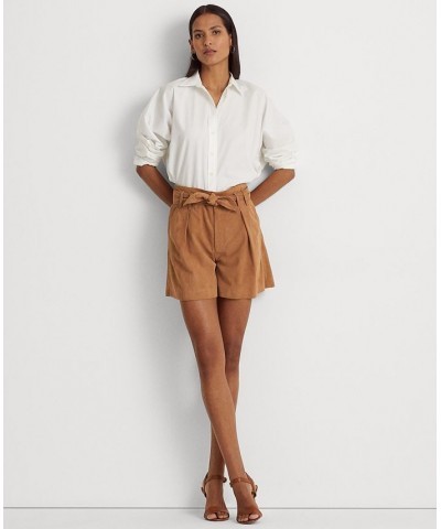 Women's Belted Suede Shorts Light Camel $60.36 Shorts