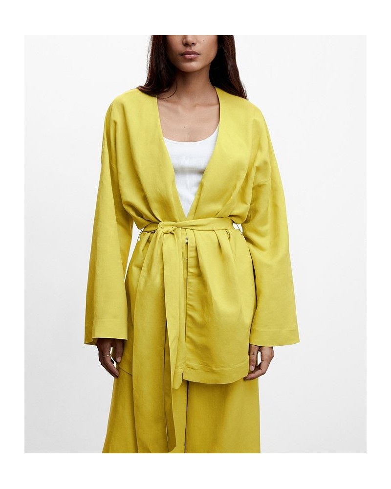 Women's Linen Belt Kimono Lime $61.10 Jackets