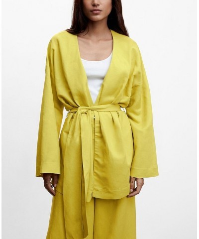 Women's Linen Belt Kimono Lime $61.10 Jackets