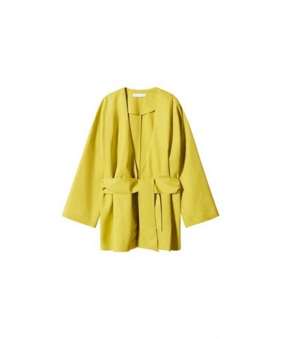 Women's Linen Belt Kimono Lime $61.10 Jackets