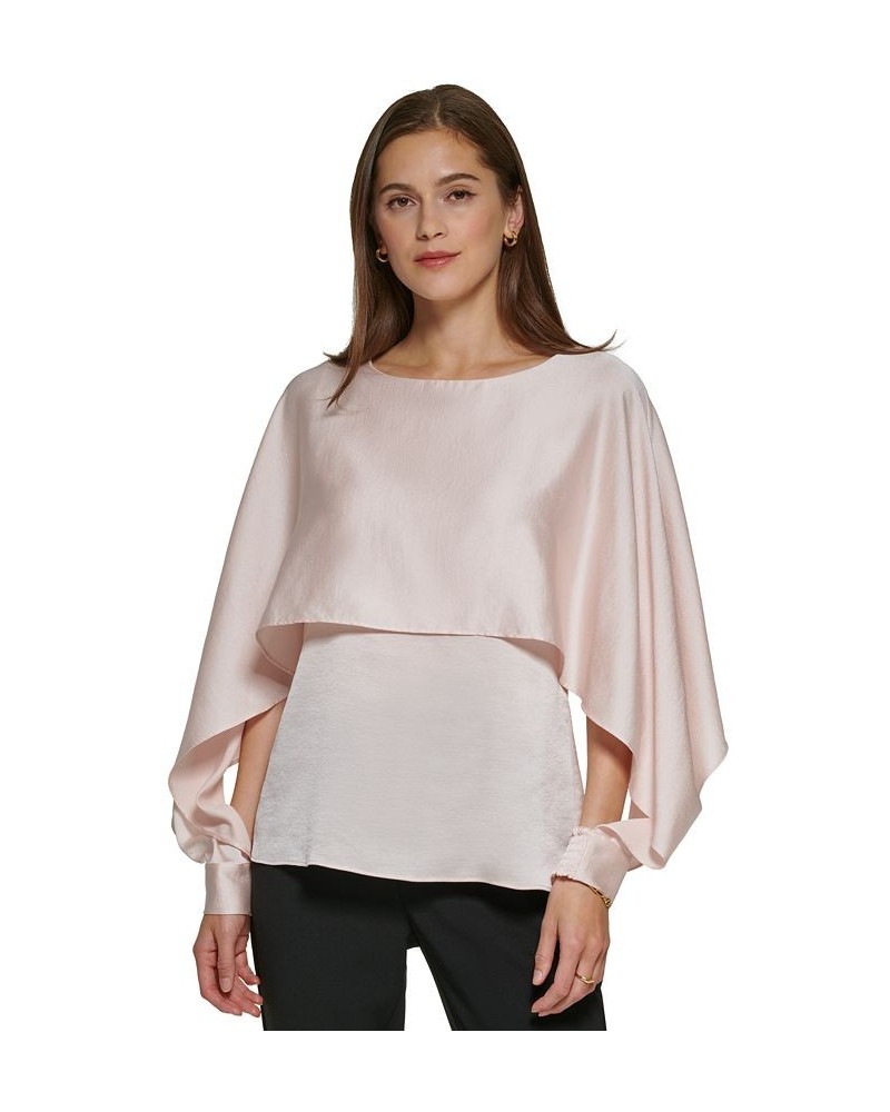 Women's Cape-Overlay Crewneck Top Rosette $35.55 Tops