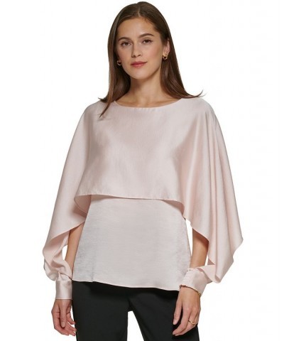 Women's Cape-Overlay Crewneck Top Rosette $35.55 Tops