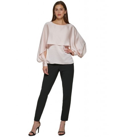 Women's Cape-Overlay Crewneck Top Rosette $35.55 Tops