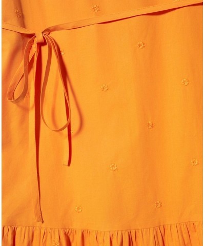 Women's Floral Embroidery Sleeveless Dress Orange $34.40 Dresses