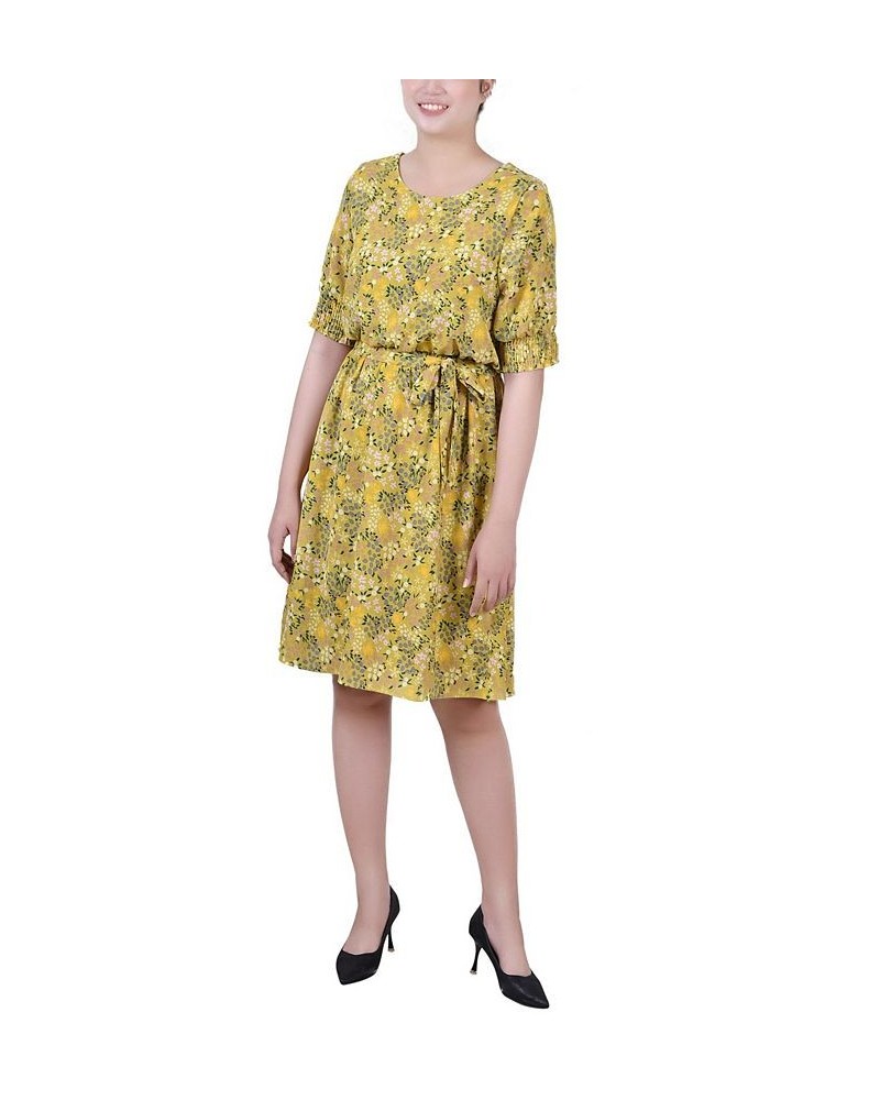 Petite Size Short Sleeve Pebble Crepe Dress Green Lime Garden $16.28 Dresses