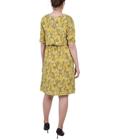 Petite Size Short Sleeve Pebble Crepe Dress Green Lime Garden $16.28 Dresses