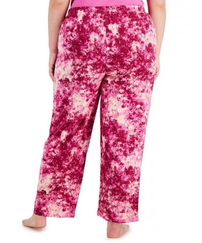 Plus Size Printed Wide-Leg Pajama Pants Pink Splash Tie Dye $11.08 Sleepwear