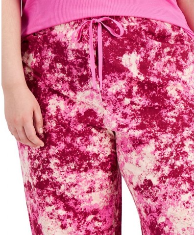 Plus Size Printed Wide-Leg Pajama Pants Pink Splash Tie Dye $11.08 Sleepwear