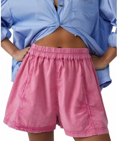 Women's Get Free Poplin Pull-On Shorts Pink $36.72 Shorts