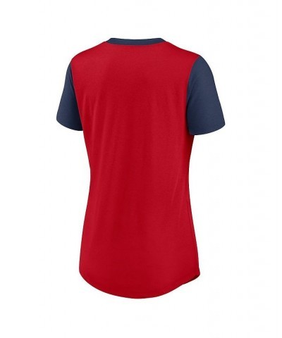 Women's Red Atlanta Braves Hipster Swoosh Cinched Tri-Blend Performance Fashion T-shirt Red $21.00 Tops