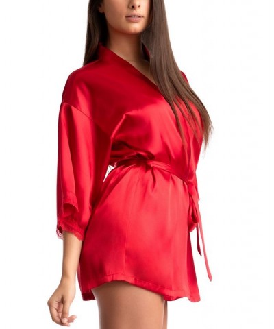 Women's Flirty Gems Wrap Robe Cami & Shorts Pajama Set Red $20.00 Sleepwear