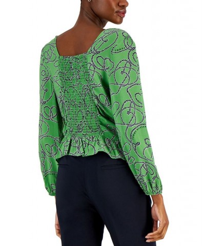 Women's Long-Sleeve Ruched Rope Top Knotty Ropes- New Leaf Multi $29.35 Tops