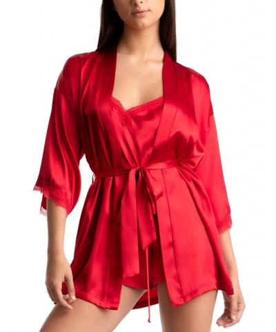 Women's Flirty Gems Wrap Robe Cami & Shorts Pajama Set Red $20.00 Sleepwear