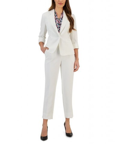 Women's Pique One-Button Jacket Confetti Print Top & Pique Elastic Back Pants Lily White Multi $47.73 Pants