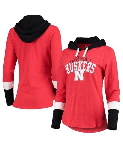 Women's Scarlet and Black Nebraska Huskers Passing Play Long Sleeve Hoodie T-shirt Scarlet, Black $25.30 Tops