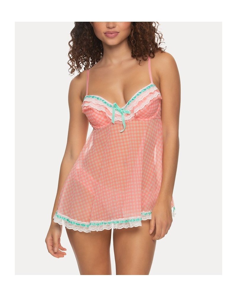 Women's Ruffles Galore Babydoll 2 Piece Lingerie Set Bright Pink $29.90 Sleepwear