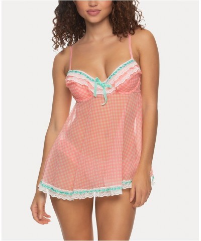 Women's Ruffles Galore Babydoll 2 Piece Lingerie Set Bright Pink $29.90 Sleepwear