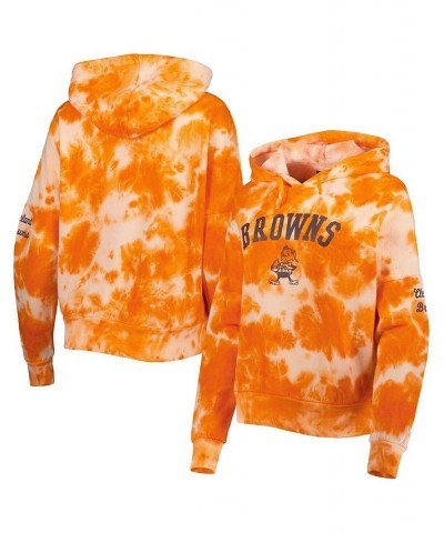 Women's Orange Cleveland Browns Cloud Dye Fleece Pullover Hoodie Orange $40.00 Sweatshirts