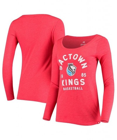 Women's Red Sacramento Kings City Edition Tri-Blend Scoop Neck Long Sleeve T-shirt Red $25.85 Tops