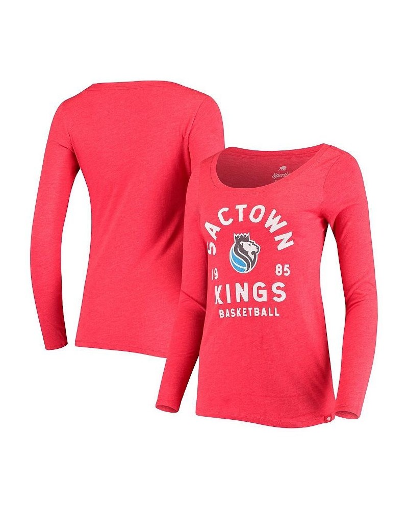 Women's Red Sacramento Kings City Edition Tri-Blend Scoop Neck Long Sleeve T-shirt Red $25.85 Tops