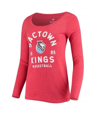 Women's Red Sacramento Kings City Edition Tri-Blend Scoop Neck Long Sleeve T-shirt Red $25.85 Tops