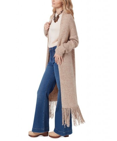 Women's Eden Fringe-Trimmed Coatigan Sweater MACAROON $40.05 Sweaters