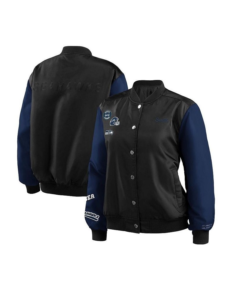 Women's Black Seattle Seahawks Bomber Full-Snap Jacket Black $51.52 Jackets