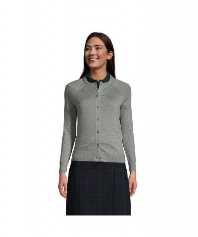 School Uniform Women's Cotton Modal Cardigan Sweater Pewter heather $30.57 Sweaters