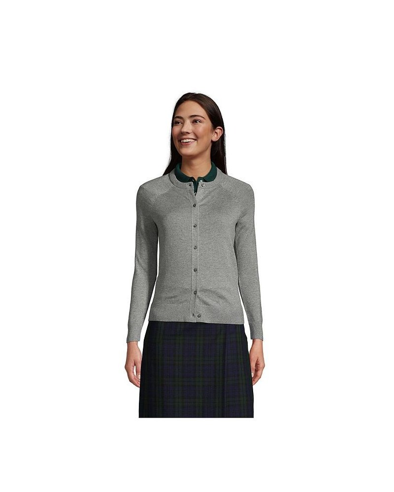 School Uniform Women's Cotton Modal Cardigan Sweater Pewter heather $30.57 Sweaters