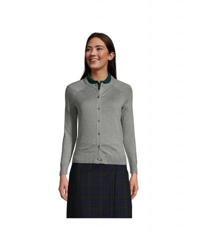 School Uniform Women's Cotton Modal Cardigan Sweater Pewter heather $30.57 Sweaters