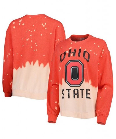 Women's Scarlet Ohio State Buckeyes Twice As Nice Faded Dip-Dye Pullover Sweatshirt Red $26.65 Sweatshirts