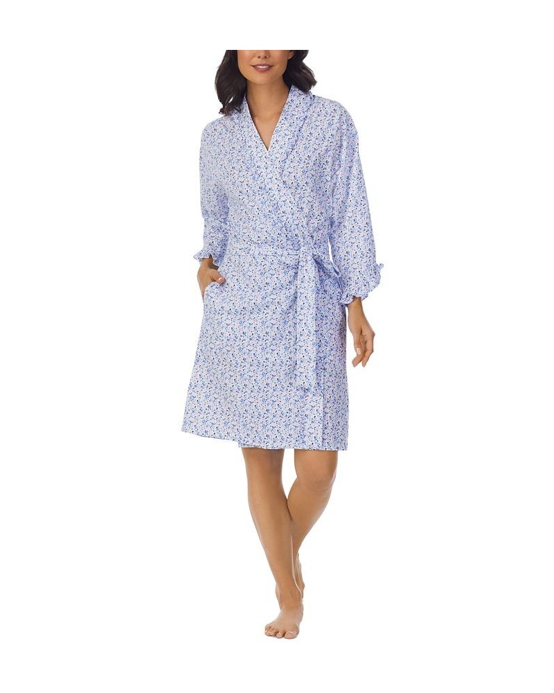 Women's Ruffle-Trim Cotton Robe White Grd Multi Floral $35.88 Sleepwear