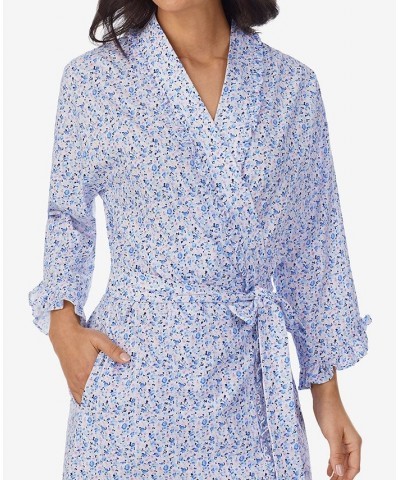 Women's Ruffle-Trim Cotton Robe White Grd Multi Floral $35.88 Sleepwear