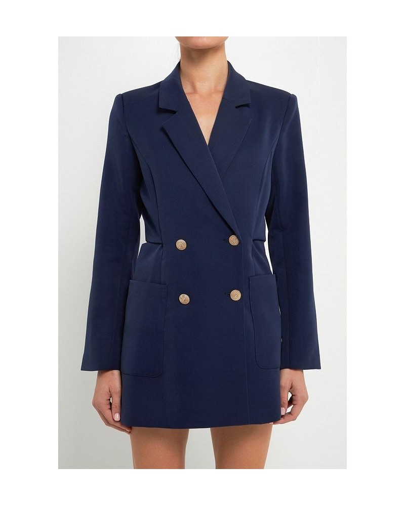 Women's Blazer Cutout Romper Blue $54.00 Shorts