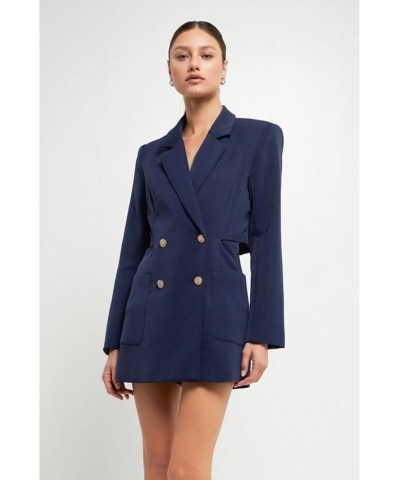 Women's Blazer Cutout Romper Blue $54.00 Shorts