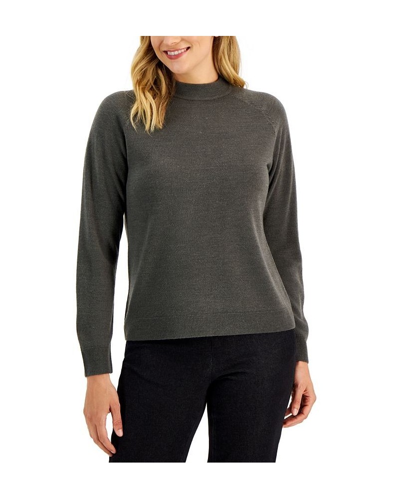 Women's Zip-Back Mock-Neck Sweater Chestnut Heather $10.52 Sweaters