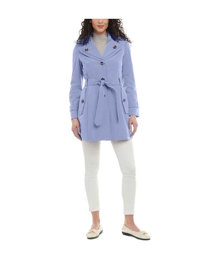 Women's Single-Breasted Belted Trench Coat Blue $54.88 Coats