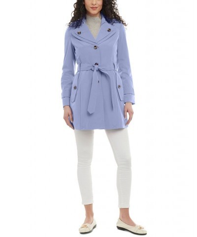 Women's Single-Breasted Belted Trench Coat Blue $54.88 Coats