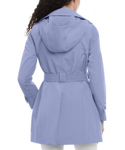 Women's Single-Breasted Belted Trench Coat Blue $54.88 Coats