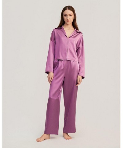 Jasmine Long Silk Pullover Pajama Set for Women Purple $87.15 Sleepwear