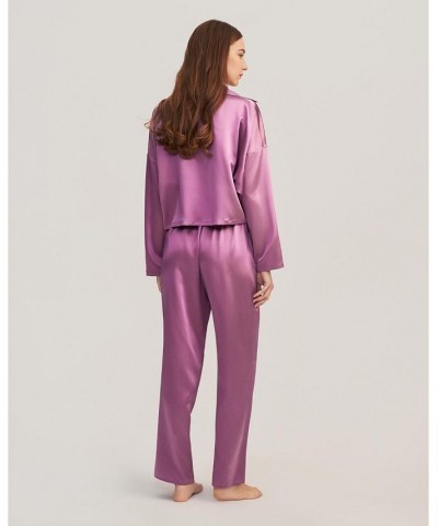 Jasmine Long Silk Pullover Pajama Set for Women Purple $87.15 Sleepwear