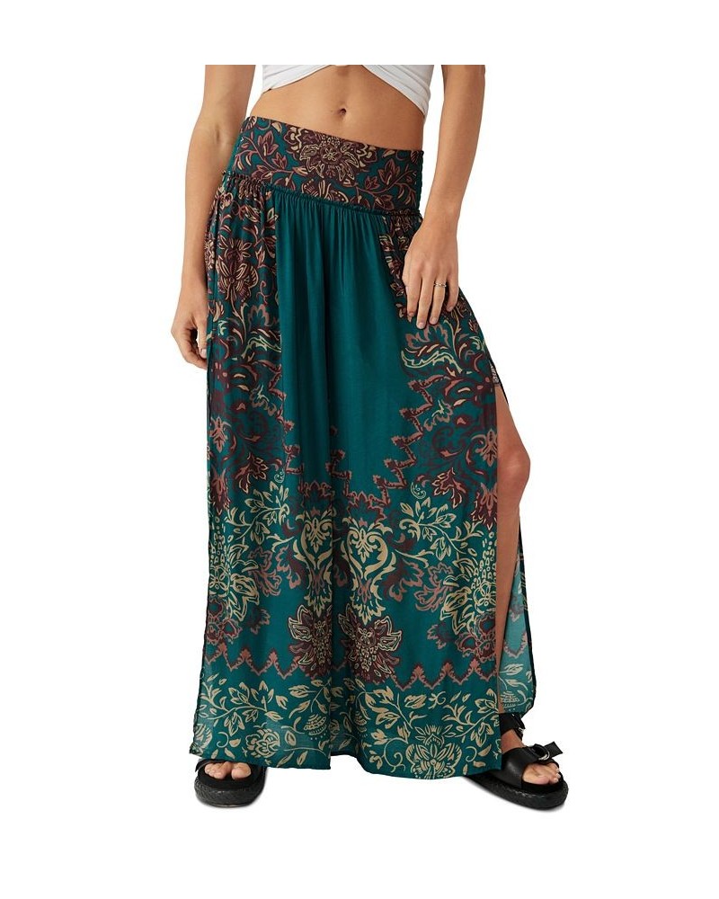 Women's Sweet Arrival Printed Wide-Leg Pull-On Pants Teal Combo $66.24 Pants