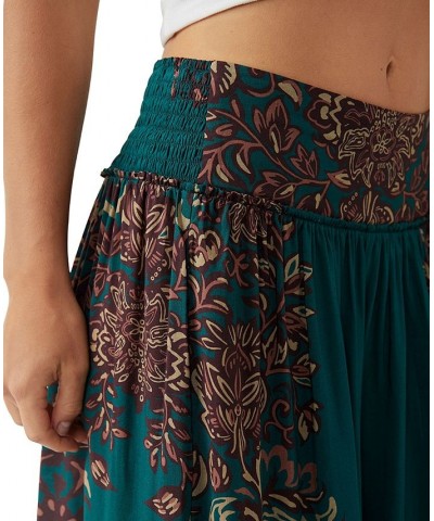 Women's Sweet Arrival Printed Wide-Leg Pull-On Pants Teal Combo $66.24 Pants