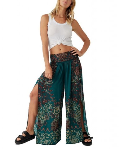 Women's Sweet Arrival Printed Wide-Leg Pull-On Pants Teal Combo $66.24 Pants