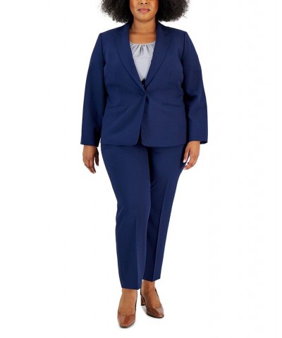 Women's Notched-Lapel Blazer Pants Suit Indigo $54.40 Suits