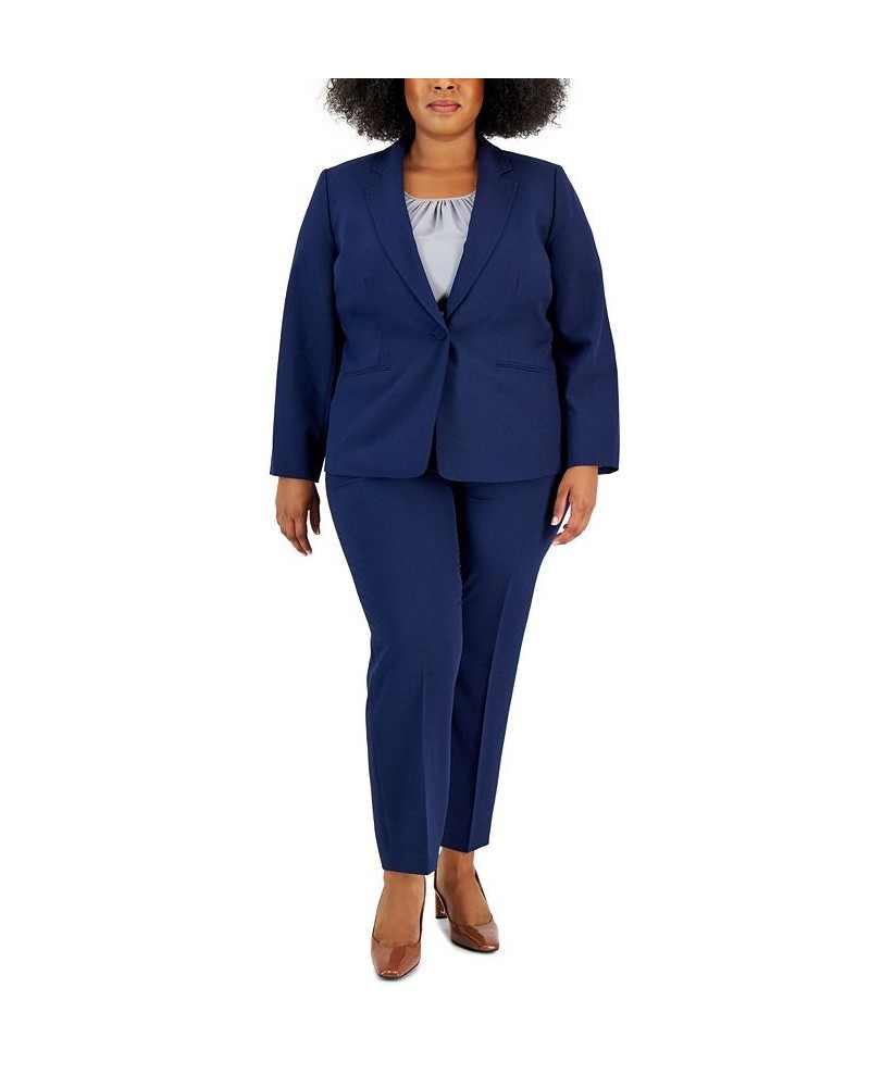 Women's Notched-Lapel Blazer Pants Suit Indigo $54.40 Suits