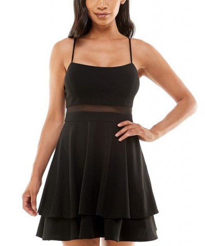 Juniors' Illusion-Waist A-Line Dress Black $34.50 Dresses